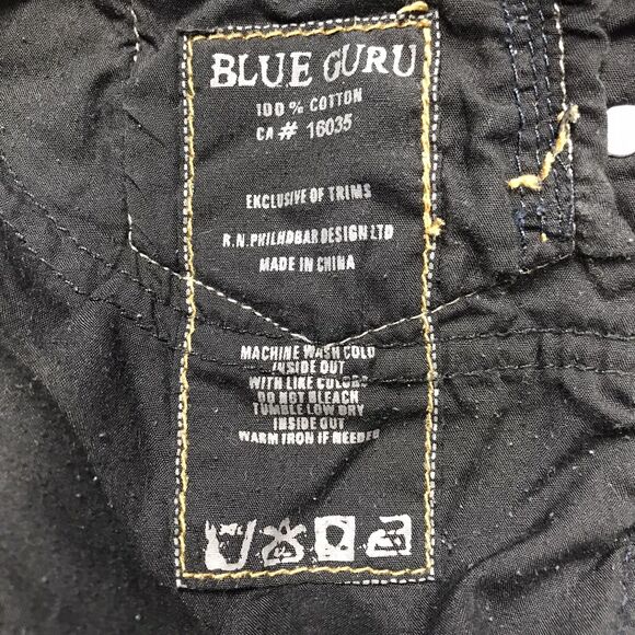 BLUE GURU Jeans Men 36/34 (34x32 actual) Blue Wide Leg Denim Flap Pocket - Picture 14 of 16